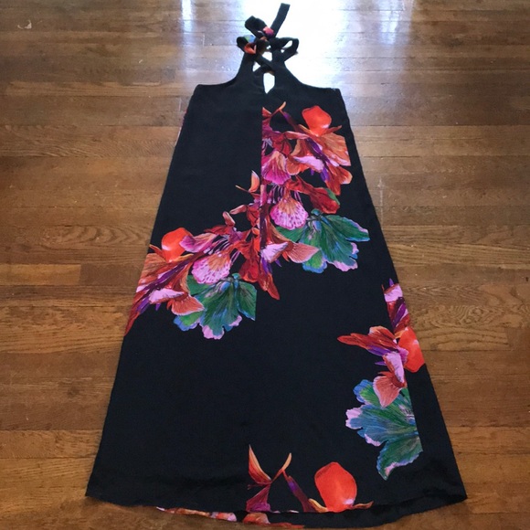 Anthropologie Maeve Cayman Silk Floral Maxi Dress - Picture 6 of 8